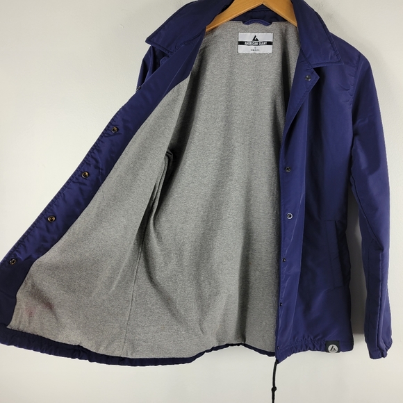 American Giant Coach's Stadium Jacket Nylon Drawsting Button Up Light Jacket - Picture 4 of 9